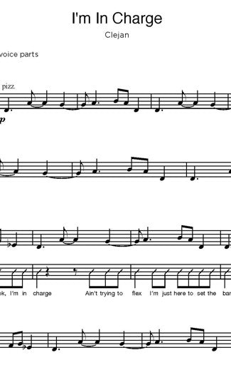 Digital Sheet Music file for 'I'm In Charge' by Clejan