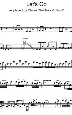 Digital Sheet Music file for 'Let's Go' (as played by Clejan 'The Trap Violinist')