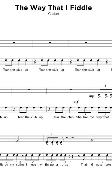 Digital Sheet Music file for 'The Way That I Fiddle' by Clejan