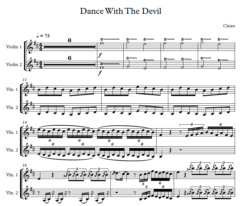 Sheet Music (Digital file) for 'Dance With The Devil' by Clejan