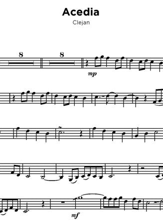 Digital Sheet Music file for 'Acedia' by Clejan