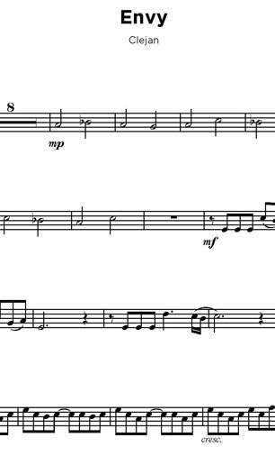 Digital Sheet Music file for 'Envy' by Clejan