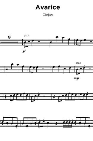 Digital Sheet Music file for 'Avarice' by Clejan