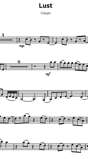 Digital Sheet Music file for 'Lust' by Clejan