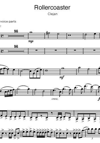 Digital Sheet Music file for 'Rollercoaster' by Clejan