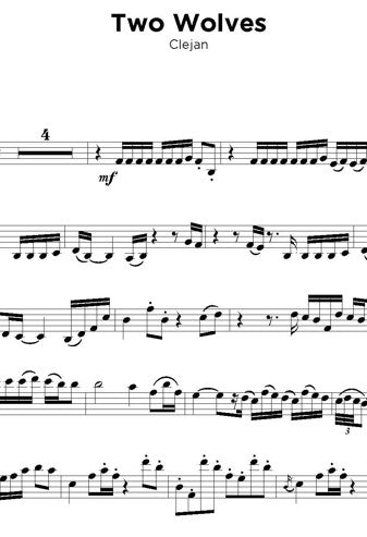 Digital Sheet Music file for 'Two Wolves' by Clejan